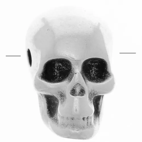 Cuenta de calavera y huesos cruzados 12x10 mm - orificio grande - Chapado en plata antigua x1