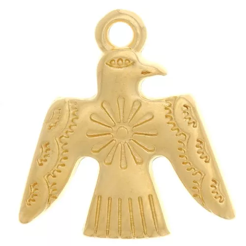 Amuleto de águila étnica 16x15 mm - Dorado con oro fino x1