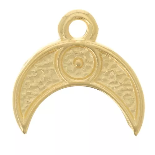 Dije de media luna 11x12 mm - motivo de ojo - Dorado con oro fino x1