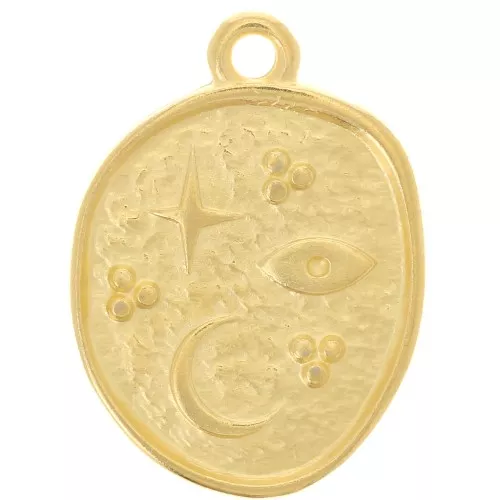 Colgante irregular 19x14 mm - amuletos de la suerte - Dorado con oro fino x1