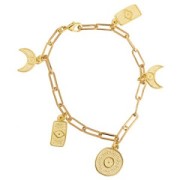 Colgante redondo irregular de 13 mm - motivo de ojo - Dorado con oro fino x1