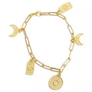 Colgante redondo irregular de 13 mm - motivo de ojo - Dorado con oro fino x1