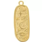 Colgante rectángulo 28x10,5 mm - amuleto de la suerte - Dorado con oro fino x1