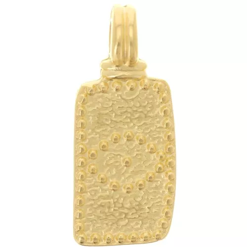 Colgante rectángulo irregular 23x9 mm - motivo ojo - Dorado con oro fino x1