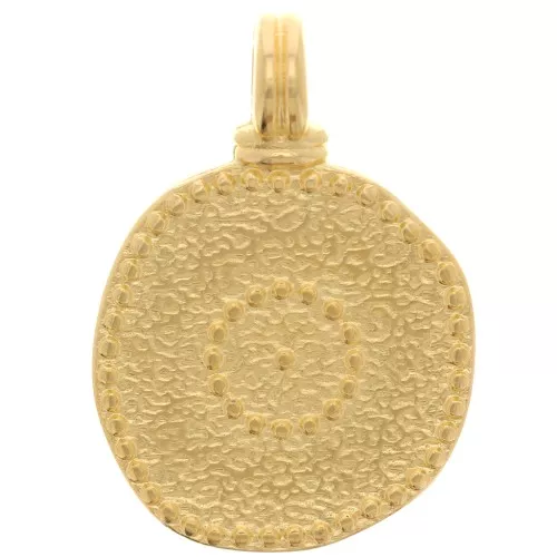 Colgante redondo irregular 17 mm - motivo ojo - Dorado con oro fino x1