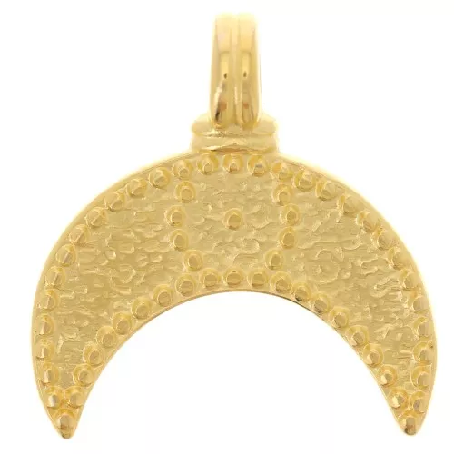 Colgante media luna 21x19 mm - motivo ojo - Dorado con oro fino x1
