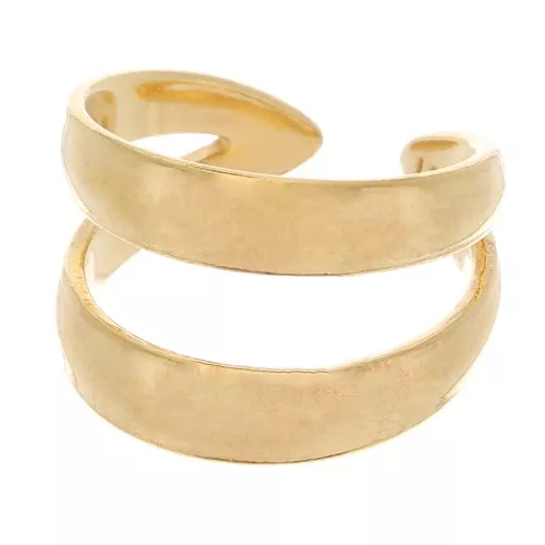 Anillo ancho 2 filas - ajustable - Dorado con oro fino x1
