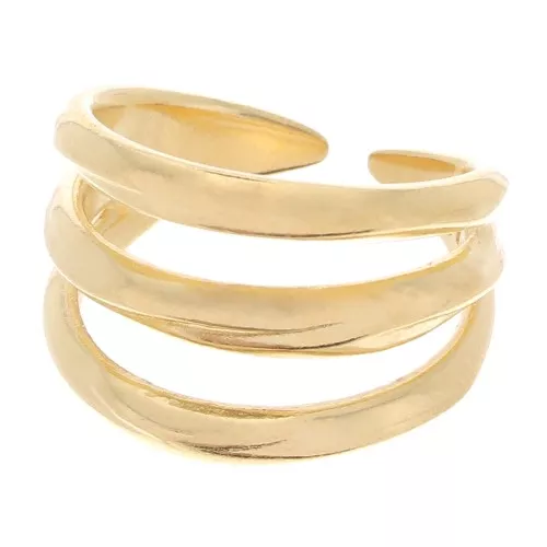 Anillo ancho de 3 filas - ajustable - Dorado con oro fino x1