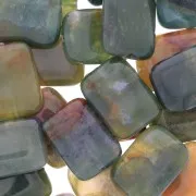 Cuenta de gema rectangular de 18x13 mm - Ágata musgosa x1