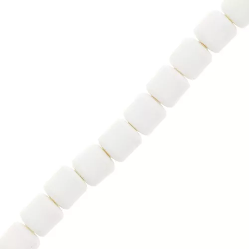 Cuentas de tubo de arcilla polimérica estilo Heishi 6x6,2 mm - Blanco x39cm