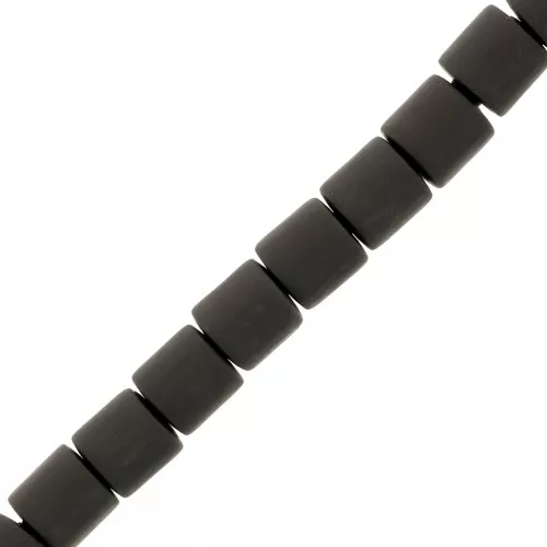 Cuentas de tubo de arcilla polimérica estilo Heishi 6x6,2 mm - Antracita x39cm
