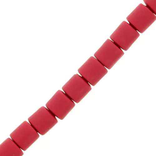 Cuentas de tubo de arcilla polimérica estilo Heishi 6x6,2 mm - Rojo oscuro x39cm