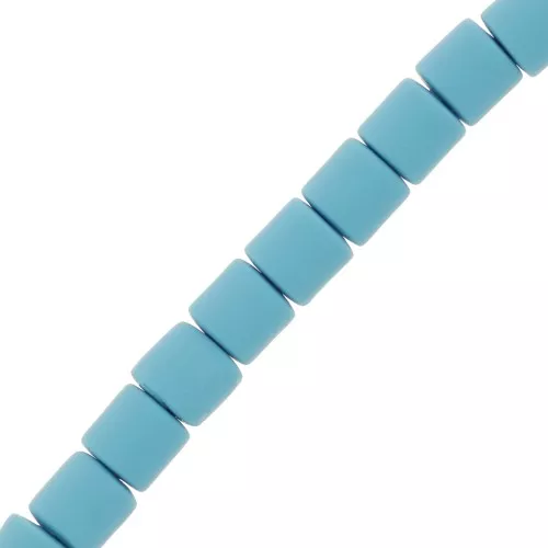 Cuentas de tubo de arcilla polimérica estilo Heishi 6x6,2 mm - Azul claro x39cm