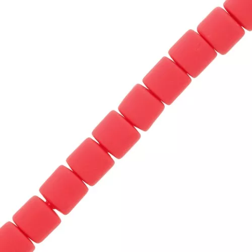 Cuentas de tubo de arcilla polimérica estilo Heishi 6x6,2 mm - Rojo x39cm