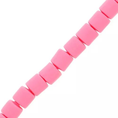 Cuentas de tubo de arcilla polimérica estilo Heishi 6x6,2 mm - Rosa x39cm