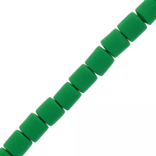 Cuentas de tubo de arcilla polimérica estilo Heishi 6x6,2 mm - Verde oscuro x39cm