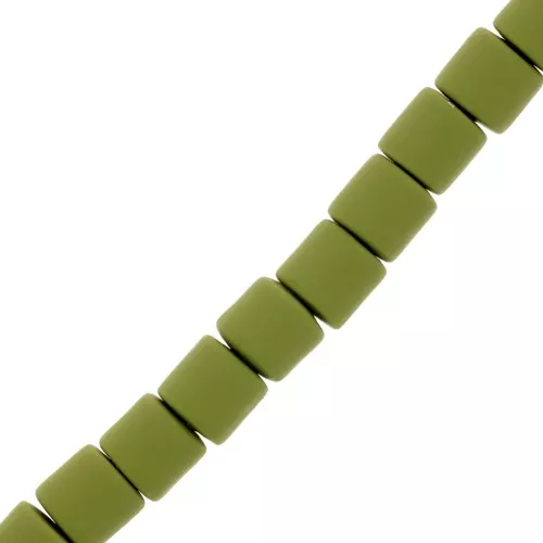 Cuentas de tubo de arcilla polimérica estilo Heishi 6x6,2 mm - Caqui x39cm