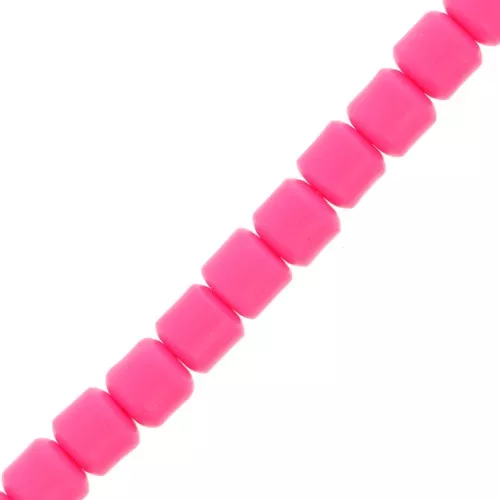 Cuentas de tubo de arcilla polimérica estilo Heishi 6x6,2 mm - Rosa fluorescente x39cm