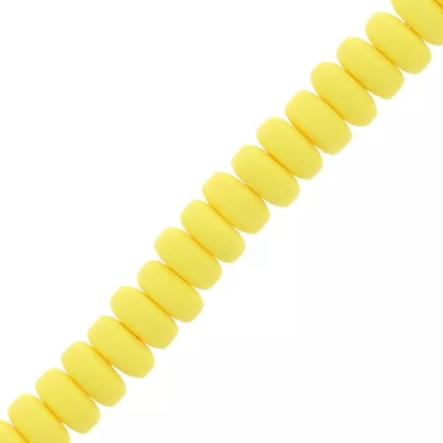 Cuentas arandalas Heishi de arcilla polimérica 7x3 mm - Amarillo x39cm