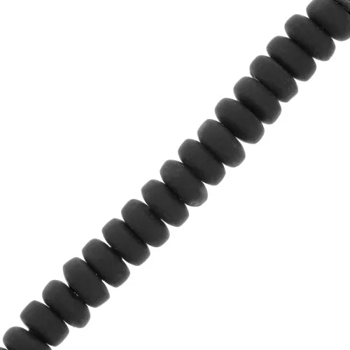 Cuentas arandalas Heishi de arcilla polimérica 7x3 mm - Negro x39cm