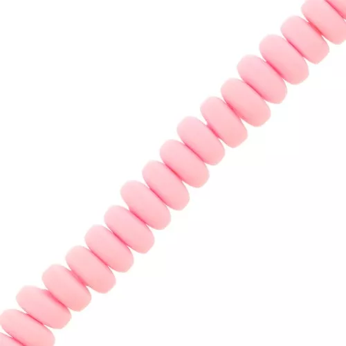 Cuentas arandalas Heishi de arcilla polimérica 7x3 mm - Rosa claro x39cm