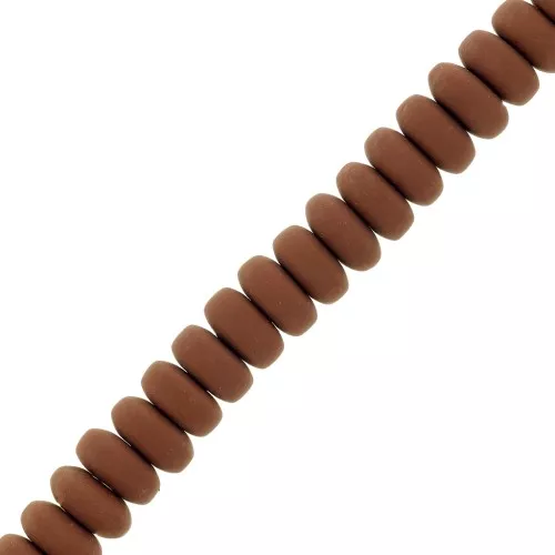 Cuentas arandalas Heishi de arcilla polimérica 7x3 mm - Marrón x39cm