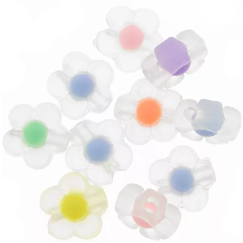 Surtido de cuentas de flores 12,5 mm - Transparente - Multicolor Pastel x10