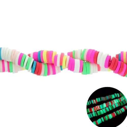 Cuentas arandalas Heishi 6x1mm - Multi Fluo brillo x39cm