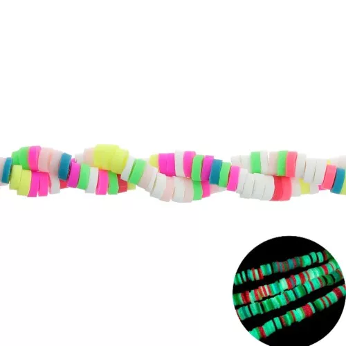 Cuentas arandalas Heishi 4x1mm - Multi Fluo brillo x39cm