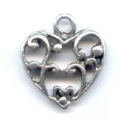 Dije Corazón 20 mm Chapado Plateado envejecido x1