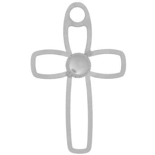 Colgante cruz ahuecada 30x19 mm para cabujón fondo plano 4 mm - Plata 925 x1