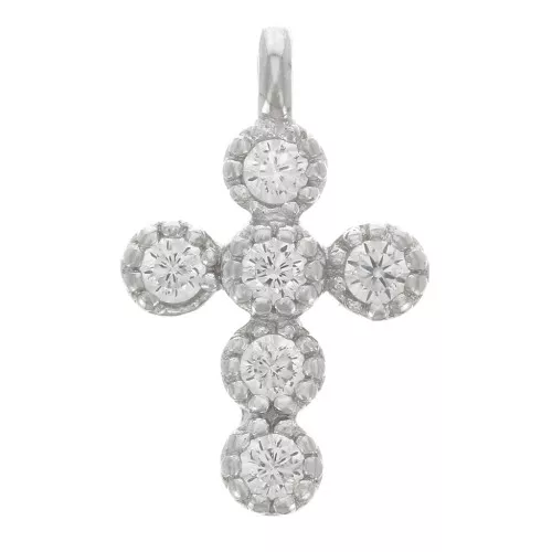Cruz con óxido de zirconio 11x7 mm - Cristal - Plata 925 x1