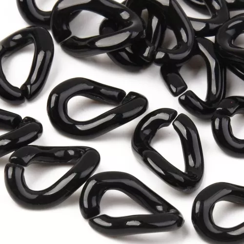 Eslabón acrílico ovalado trenzado 16x10 mm - Negro x1