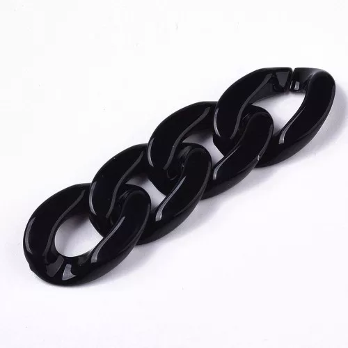 Eslabón acrílico ovalado trenzado 30x21 mm - Negro x1