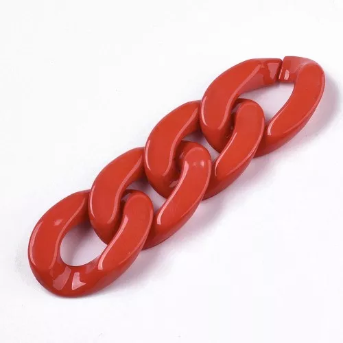 Eslabón acrílico ovalado trenzado 30x21 mm - Rojo x1