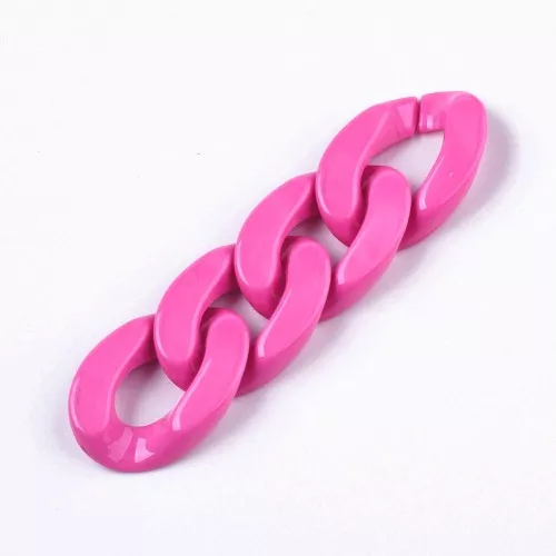 Eslabón acrílico ovalado trenzado 30x21 mm - Fucsia x1
