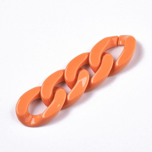 Eslabón acrílico ovalado trenzado 30x21 mm - Naranja x1