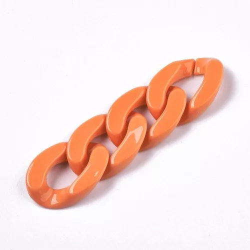 Eslabón acrílico ovalado trenzado 30x21 mm - Naranja x1