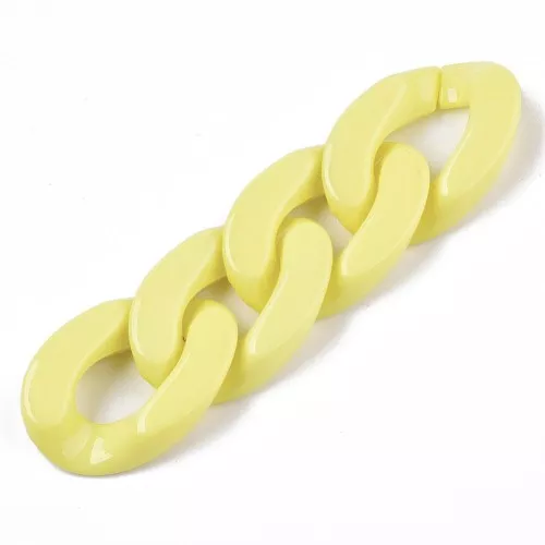 Eslabón acrílico ovalado trenzado 30x21 mm - Amarillo x1
