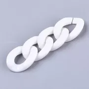 Eslabón acrílico ovalado trenzado 30x21 mm - Blanco x1