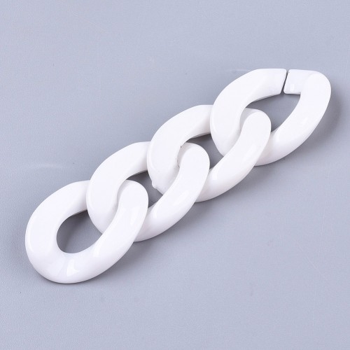 Eslabón acrílico ovalado trenzado 30x21 mm - Blanco x1