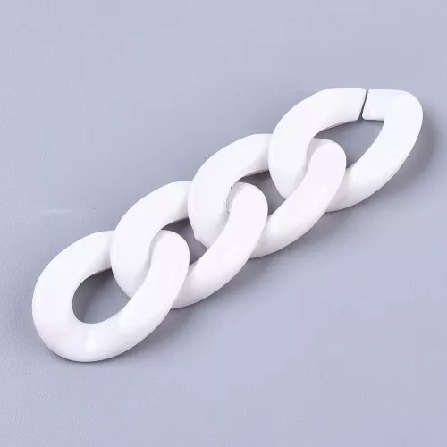 Eslabón acrílico ovalado trenzado 30x21 mm - Blanco x1