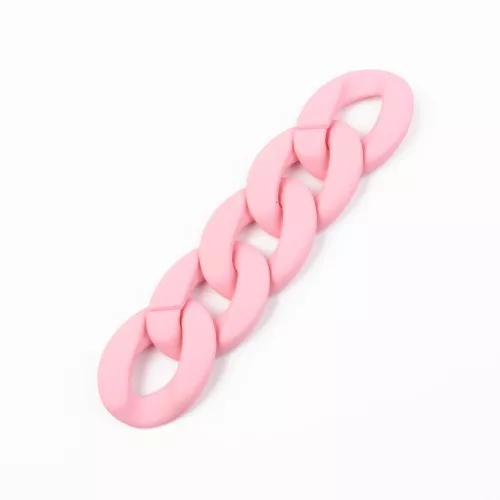 Eslabón Acrílico Torcido Ovalado 40x29 mm - Rosa Claro Opaco Mate x1