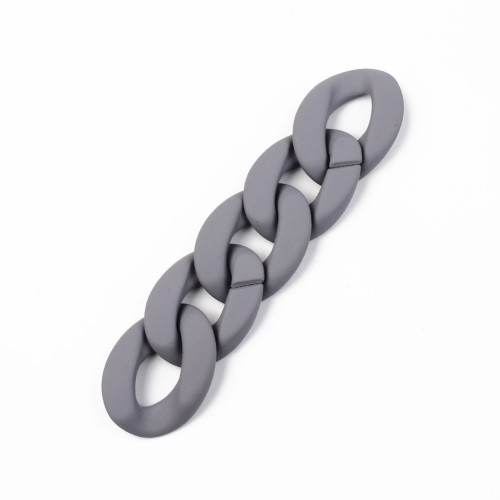 Eslabón Acrílico Torcido Ovalado 40x29 mm - Gris Oscuro Opaco Mate x1