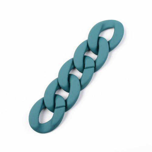 Eslabón Acrílico Torcido Ovalado 40x29 mm - Azul Petróleo Opaco Mate x1
