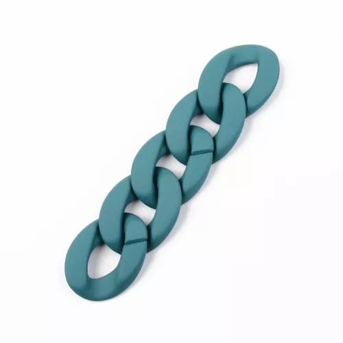 Eslabón Acrílico Torcido Ovalado 40x29 mm - Azul Petróleo Opaco Mate x1