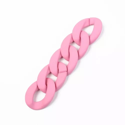 Eslabón Acrílico Torcido Ovalado 40x29 mm - Rosa Opaco Mate x1