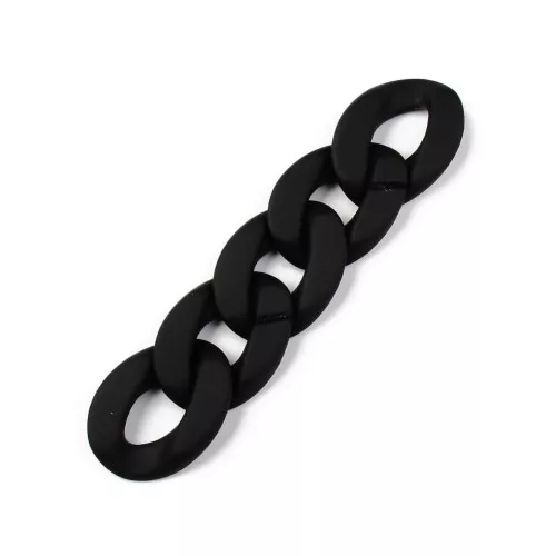 Eslabón Acrílico Torcido Ovalado 40x29 mm - Negro Opaco Mate x1