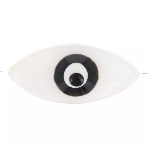 Cuenta de ojo de nácar 17x8 mm - Natural - Negra x1