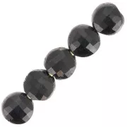 Cuentas facetadas planas - 4 mm piedras preciosas - Onix negro x10